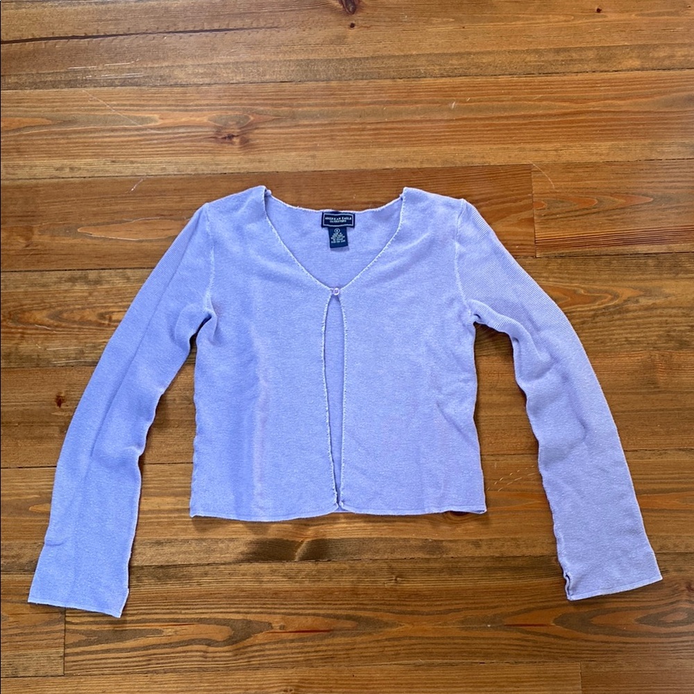 100% Cotton Lavender Sweater with Single Button Closure